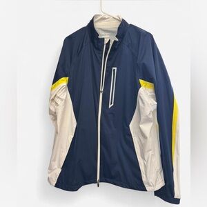 Walter Hagen XL Navy and Cream Golf Windbreaker with Yellow Accents